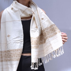 Handmade Eri Silk Scarf: Vegan Natural-Dyed Stole