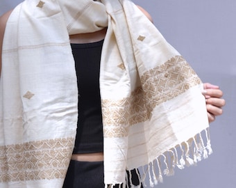 Handmade Eri Silk Scarf: Vegan Natural-Dyed Stole