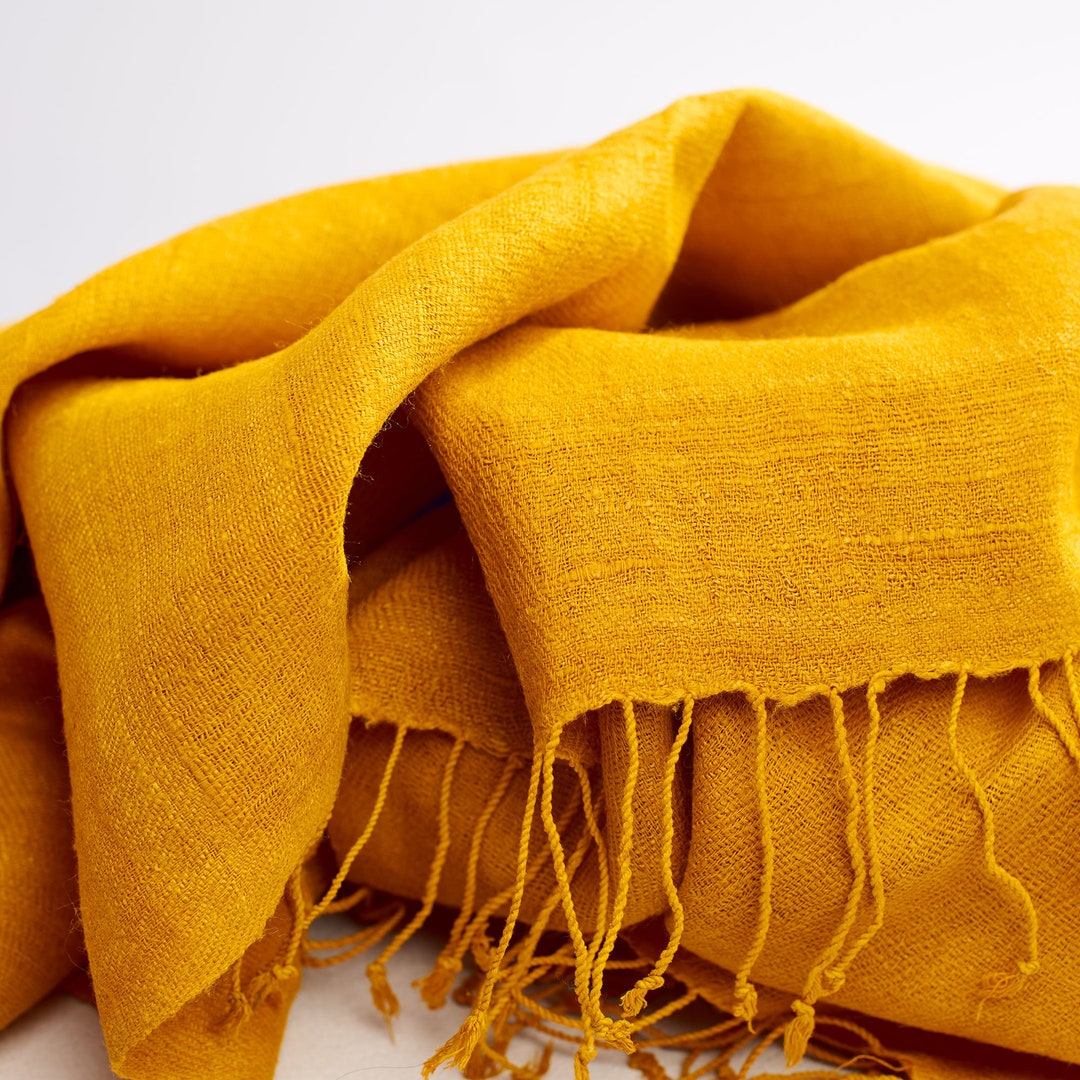 Yellow Stole Eri Silk Vegan Handwoven Natural Etsy