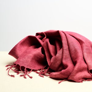 Handwoven Eri Silk Shawl - Natural Dyed Pink Scarf | Vegan, Eco-Friendly Gift | 220x60 cm