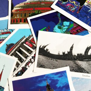 A set of TEN 7 x 5 inch postcards of famous London scenes
