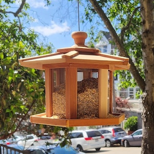 Wooden Bird Feeder, Bird House, Bird Feeder for Outdoors Hanging Easy to Clean & Fill