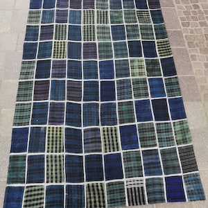 Handgewebter Patchwork Kelim, Patchwork Kelim-Teppich, Boho chic kilim