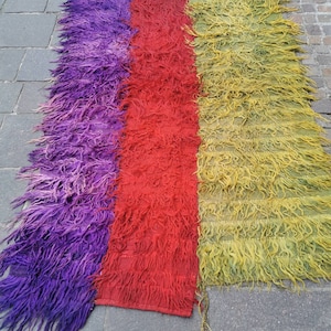 Handknotted Vintage Carpet Tülü from Central Anatolia, Boho Thick Carpet