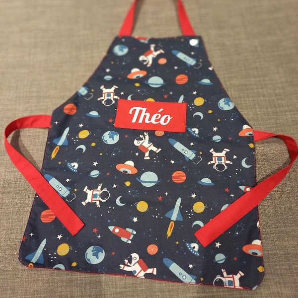 Tablier de cuisine enfant en tissu coton fait main