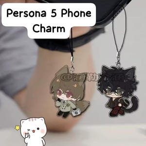 Persona 5 , Video game ,RPG  Hero,Anime Phone Charm Case Lanyard Ren Amamiya Goro Akechi Cartoon Rope  Acrylic Pendant Ornament