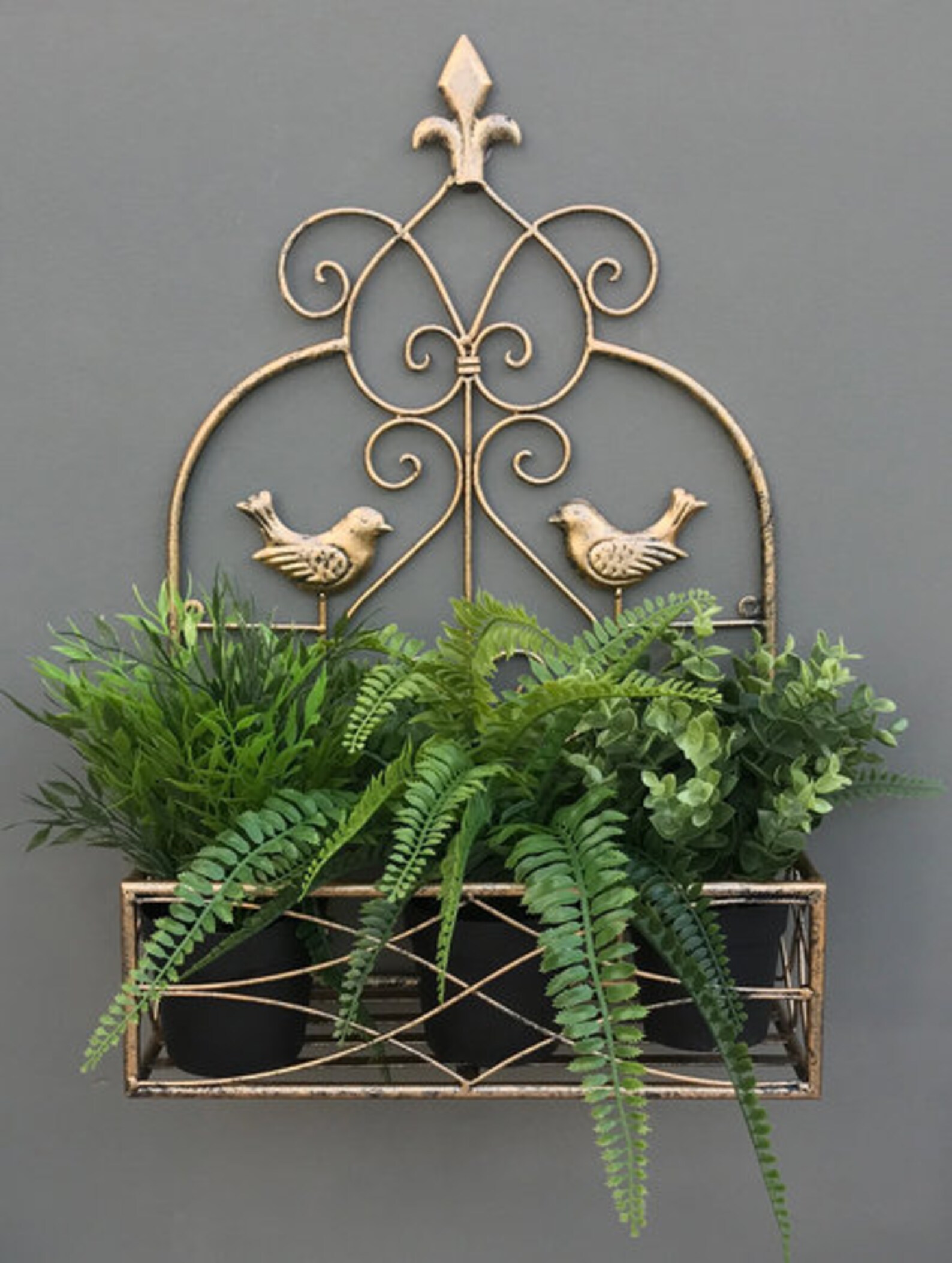 Large Gold Wall Planter Metal Wall Decor Wall Storage Pot Etsy
