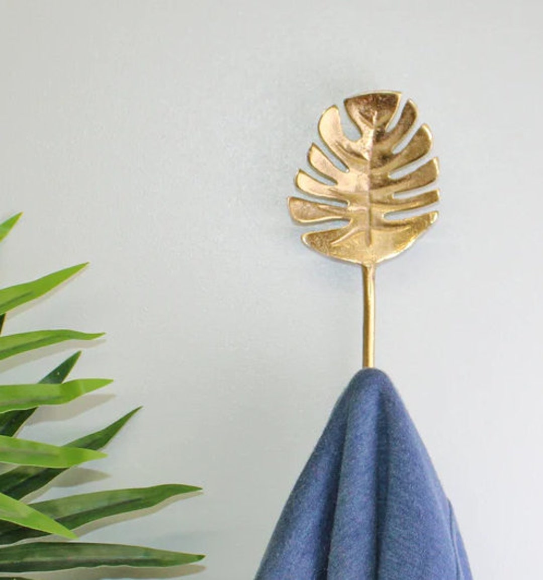 Single Coat Hook Gold Metal Palm Leaf Coat Hook Wall Mounted Etsy
