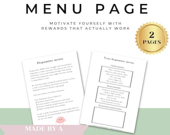 ADHD Dopamine Menu | Pick a Reward | Motivation Rewards Printable for Task Momentum