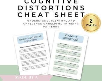 Cognitive Distortions Cheat Sheet – CBT Therapy Tool (Digital Download)