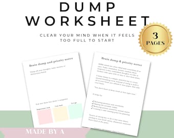 ADHD Brain Dump & Sort Sheet | Unclog Your Brain | Executive Function Clarity Printable