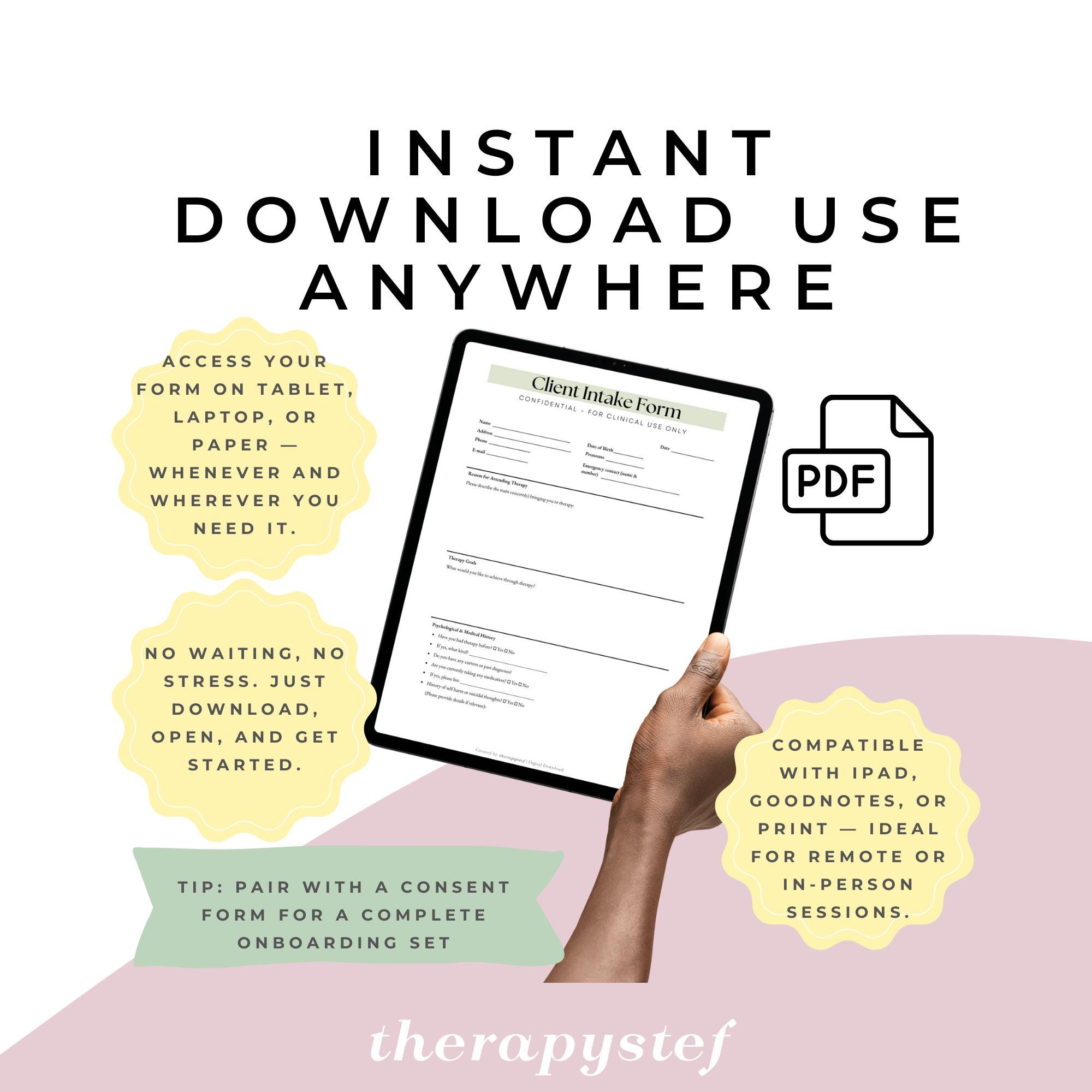 Client Intake Form for Therapists – Printable A4 PDF | Counselling ...