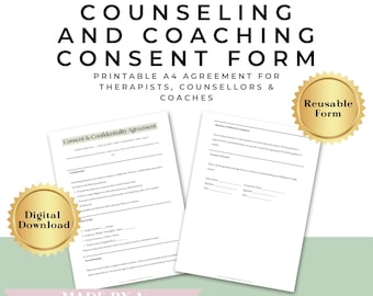 Therapist Consent Form – Printable Confidentiality Agreement | A4 PDF for Therapy, Counselling & Coaching