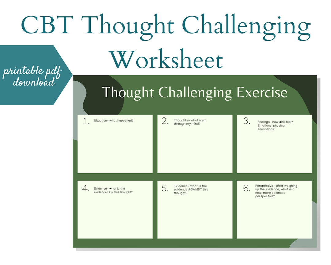 CBT Worksheets Printable/instant Download Cognitive Behavioural Therapy