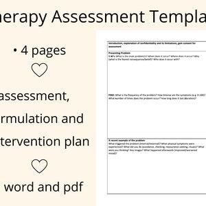 Therapy Assessment And Formulation Template |Editable PDF & Word | Therapeutic Plan Cheat Sheet for New Therapists | Client Intake Form