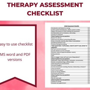 Therapy Assessment Checklist | CBT Prompts (Word & PDF)
