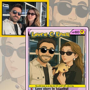 Custom Pokemon Cartoon Portrait, Pokemon card, poke trainer, pokemone gift idea, turn me pokemon, personalize pokemone, pokemone t-shirt