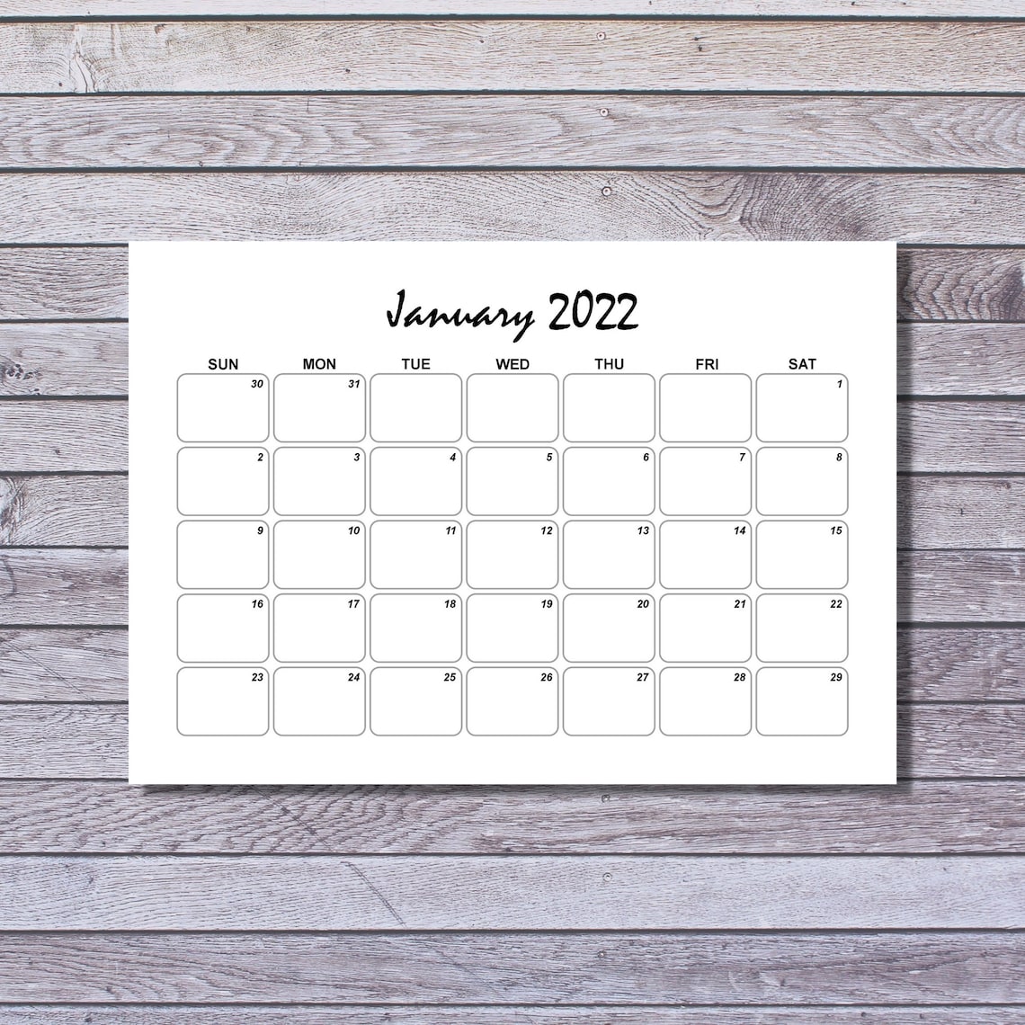 2022 Printable Calendar  PDF Printable Calendar  Monthly image 1
