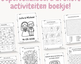 Gepersonaliseerd Bruiloft Activiteitenboekje voor Kinderen | Wedding Kids Activity Book | Kindervermaak Bruiloft