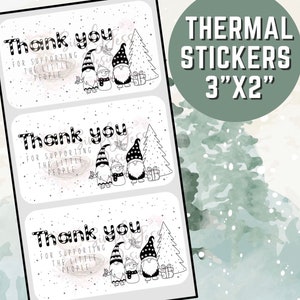 3x2 Christmas stickers, thermal label stickers, thanks for supporting the little people