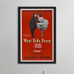 West Side Story, Póster enmarcado vintage de 1958, Arte de pared colgante, Regalo para los amantes del teatro