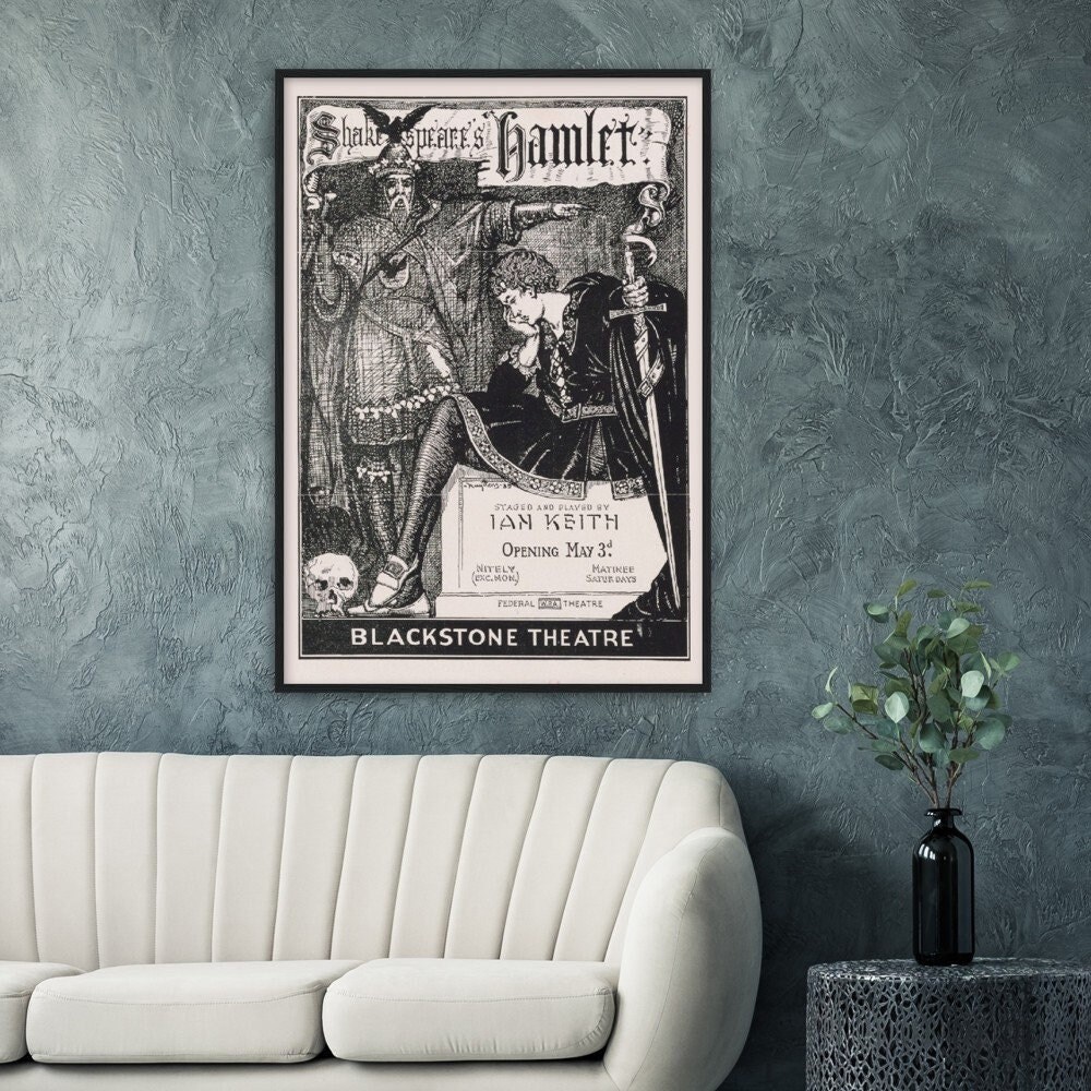 Discover Hamlet, 1935 Vintage  Poster, Shakespeare, Theater Lovers Gift