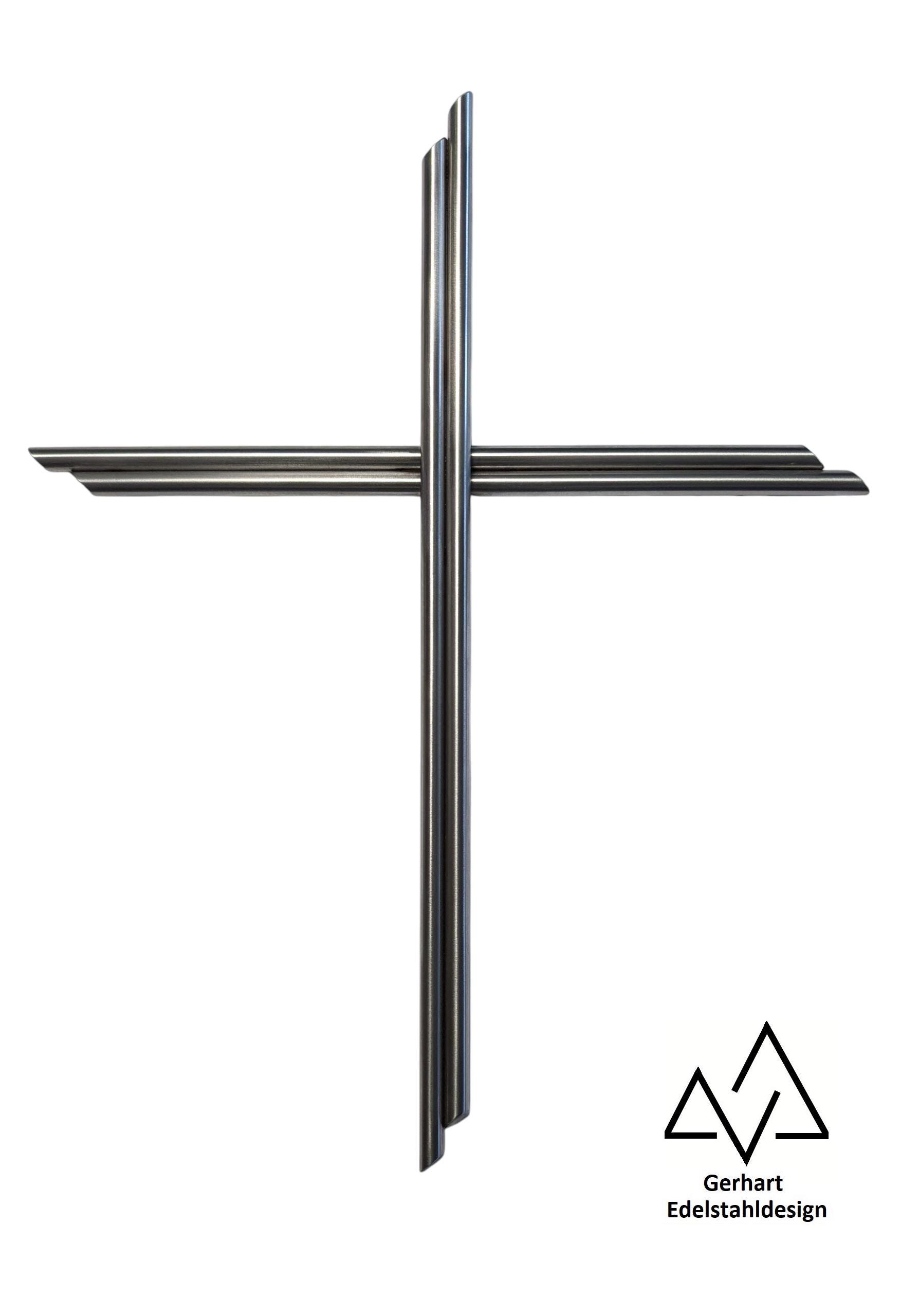 Croce Da Parete In Acciaio Inox Artigianale - 19 X 12,5 Cm, Design Essenziale E Moderno
