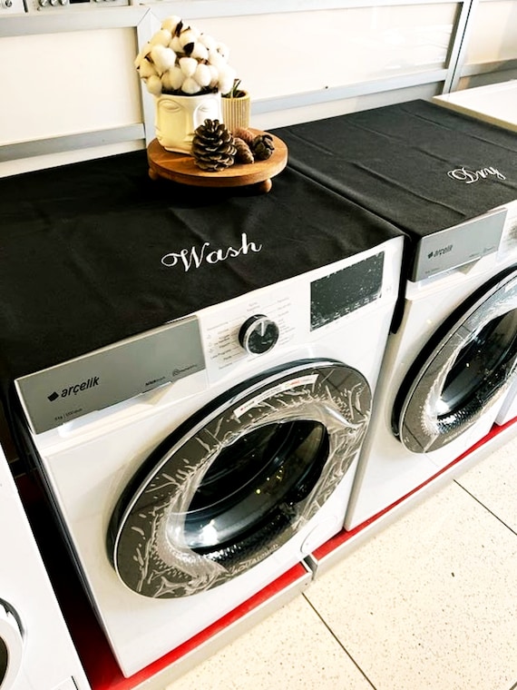 HomePrepCo Housse de protection brodée pour machine à laver Laundry Noir -   France