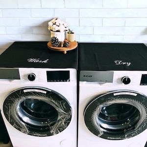 HomePrepCo Wash & "Dry Embroidered Cover 2 Sets, Washer Dryer Cover, Laundry Room Decor, Bathroom Decor, Laundry Countertop