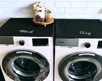 HomePrepCo Wash & &quot;Dry Embroidered Cover 2 Sets, Washer Dryer Cover, Laundry Room Decor, Bathroom Decor, Laundry Countertop