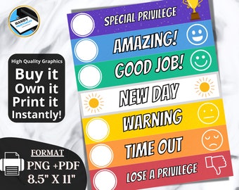 Colorful Behavior Chart, Kids Behavior Sign, Printable Behavior Chart, Reward Chart, Rewards Chart, Clip Chart, Clip Chart Classroom