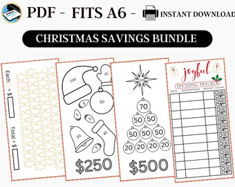 Christmas Savings Challenge, A6 Savings Challenge, Printable Savings Challenge, Savings Challenge Bundle, A6 Sized, Holiday Savings, PDF