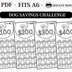 Savings Challenge Printable, A6 Savings Challenge, Dog Savings Challenge, Pet Savings Challenge, Printable A6 Savings, Fits A6, PDF