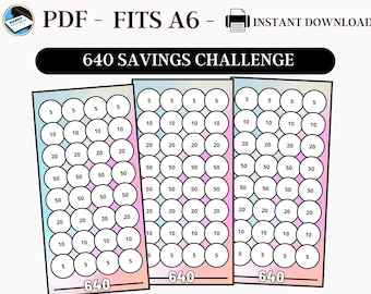 A6 Savings Challenge, Savings Challenge Printables, Easy Savings Challenge, Savings Challenge download, A6 Cute Savings, Fits A6, PDF