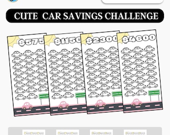 Cute Car Savings Challenge, A6 Savings, Smart Savings, Printable Savings, Car Payments, Car Budgeting, Down Payment Challenge