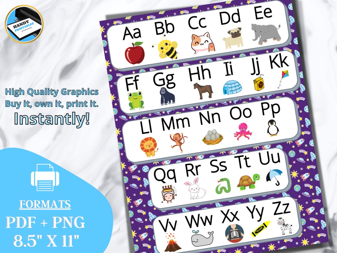 Alphabet Poster Alphabet Printable Preschool Poster Kids Room Decor