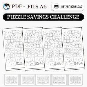 Savings Challenge Printable, A6 Savings Challenge, Puzzle Savings Challenge, Savings Challenge Bundle, A6 Sized Mini Savings, Fits A6, PDF
