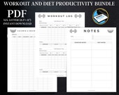 Workout and Meal Planner, Workout Log Printable, Workout and Diet Productivity Bundle, Calorie Tracker, Fitness Planner, Workout Tracker