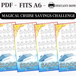 Savings Challenge Printable, A6 Savings Challenge, Cruise Savings Challenge, Colorful Savings Challenge, Printable A6 Savings, Fits A6, PDF
