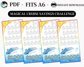 Savings Challenge Printable, A6 Savings Challenge, Cruise Savings Challenge, Colorful Savings Challenge, Printable A6 Savings, Fits A6, PDF