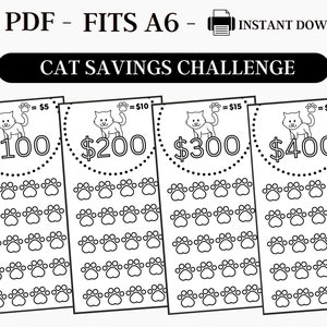 Savings Challenge Printable, A6 Savings Challenge, Cat Savings Challenge, Pet Savings Challenge, Printable A6 Savings, Fits A6, PDF