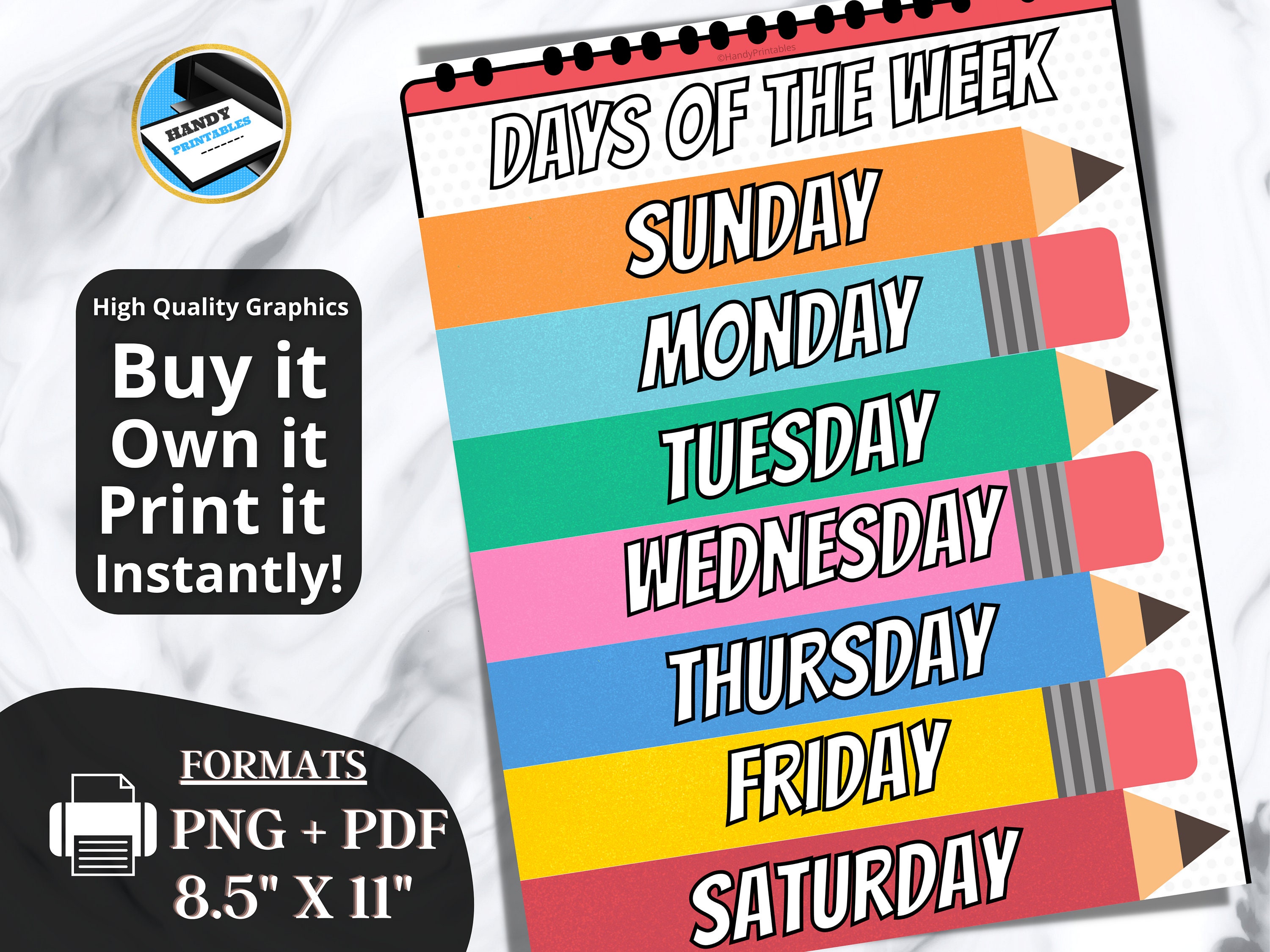 Days of the Week Printable, Clip Chart Classroom, Montessori Education ...