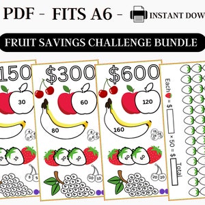 Savings Challenge Printable, A6 Savings Challenge, Fruits Savings Challenge, Savings Challenge Bundle, A6 Sized Mini Savings, Fits A6, PDF
