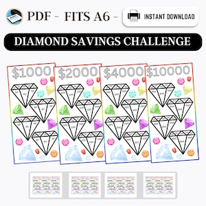 Savings Challenge Printable, A6 Savings Challenge, Diamond Savings Challenge, Colorful Savings Challenge, Printable A6 Savings, Fits A6, PDF