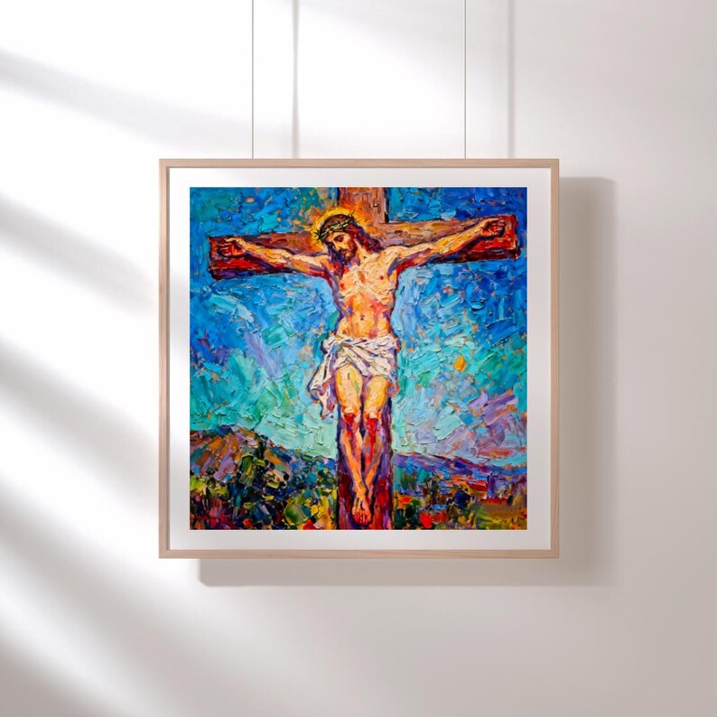 Abstract Jesus on the Cross Art - Modern Crucifixion Wall Poster ...