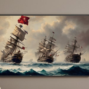 Battle of Trafalgar 1805 wall art, ship art, Trafalgar Battle.British royal navey,admiral lord nelso, French armarda, battleships,seascape,