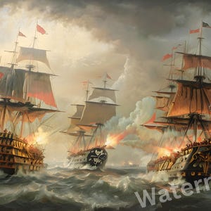 Battle of Trafalgar wall art, ship art, Trafalgar Battle.British royal navey,admiral lord nelso, French armarda, battleships,seascape,