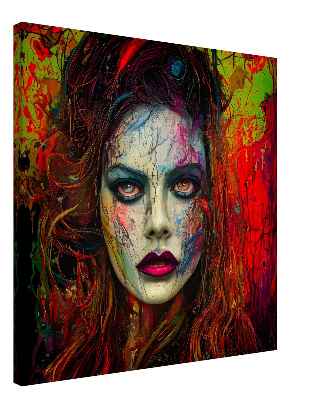 Stunning Abstract Woman Portrait vibrant Wall Art Canvas Home Decor