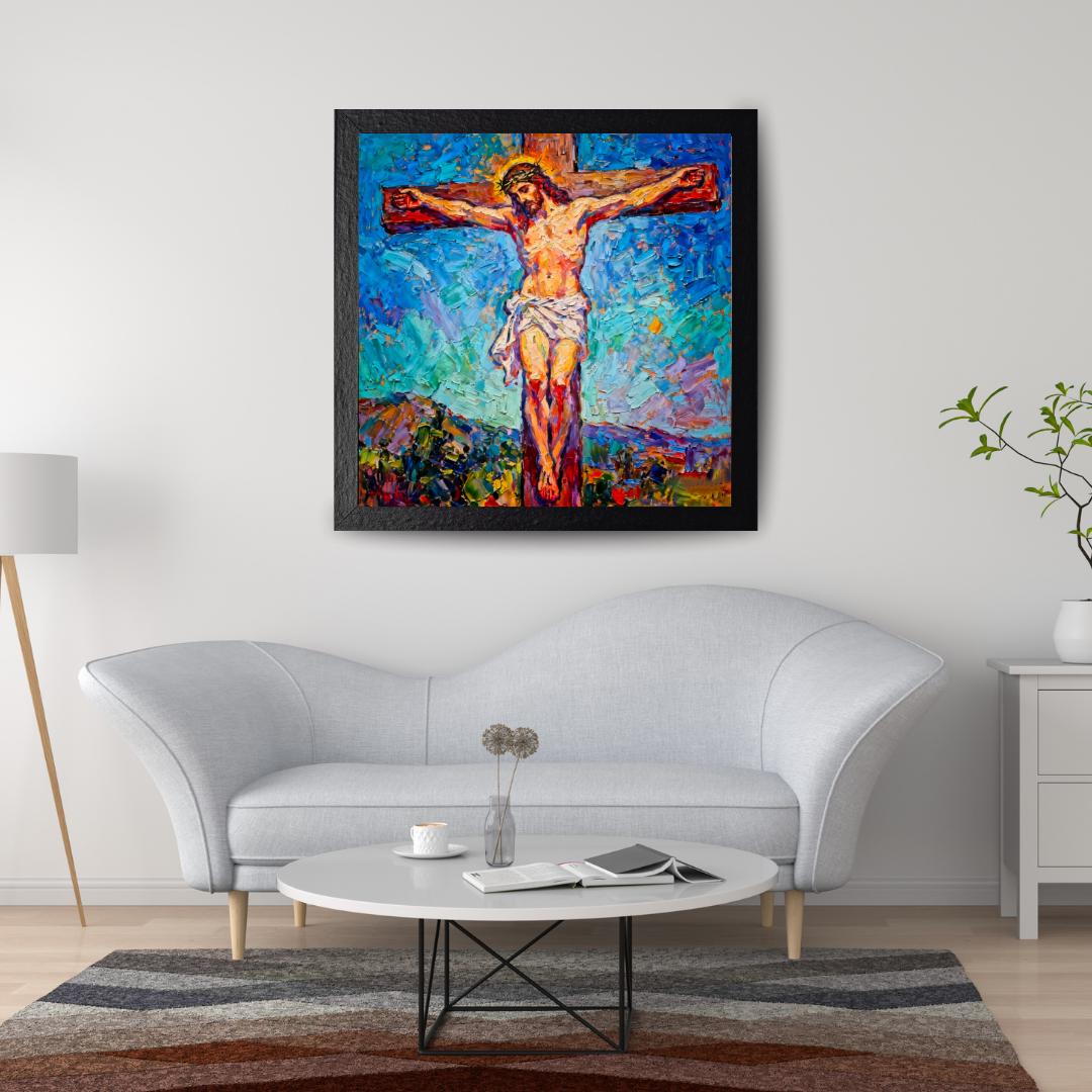 Abstract Jesus on the Cross Art - Modern Crucifixion Wall Poster ...