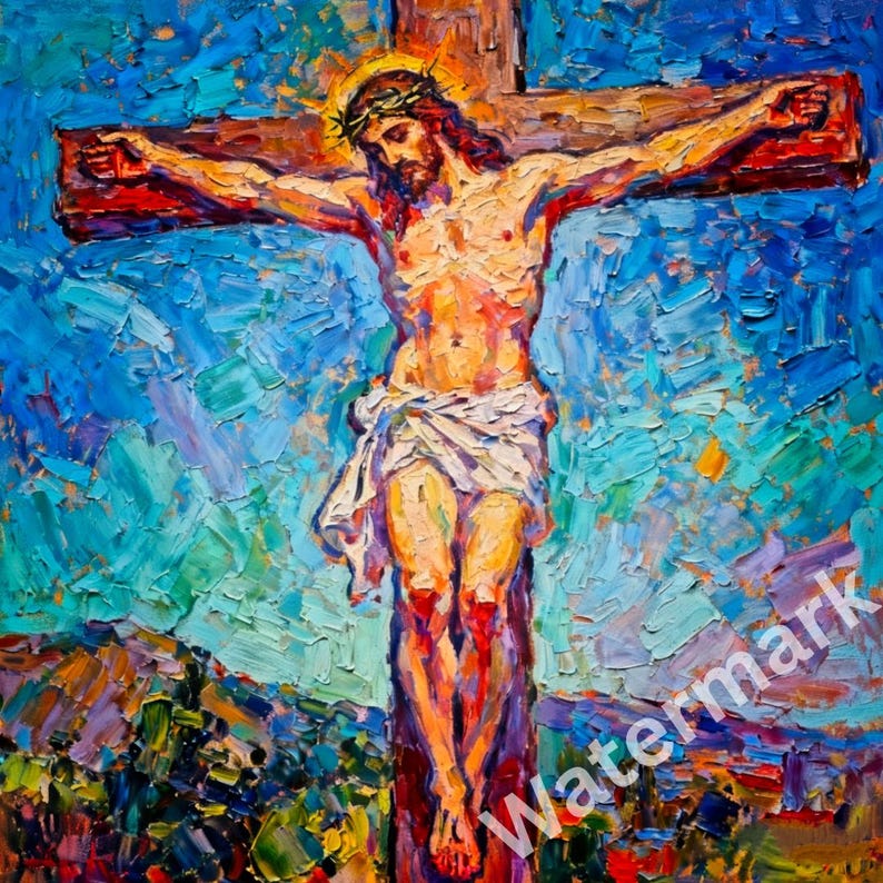 Abstract Jesus on the Cross Art - Modern Crucifixion Wall Poster ...